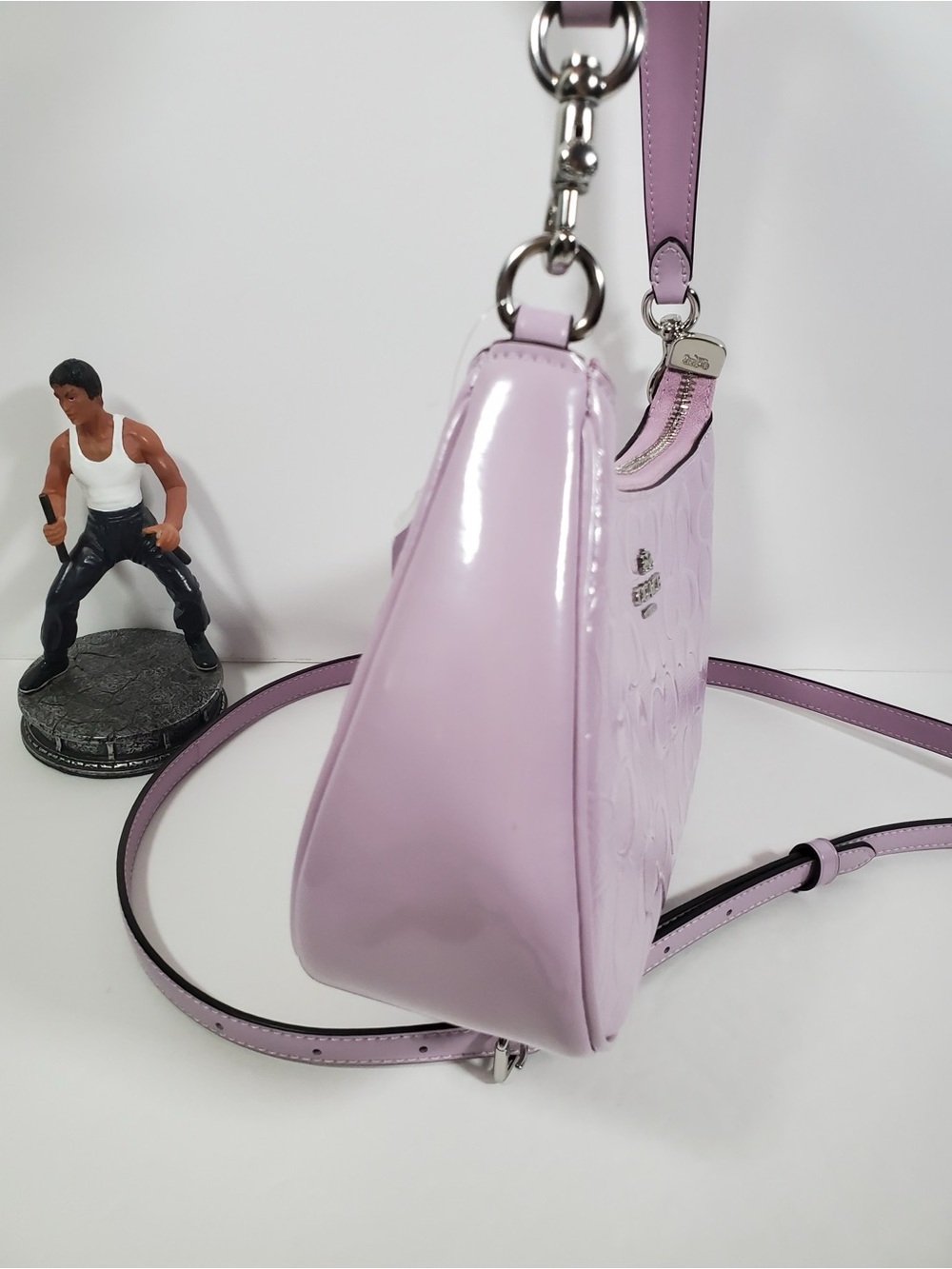 Bundle Coach Teri Shoulder Bag & Heart Bag Charm With Patent Signature NWT - Picture 4 of 14